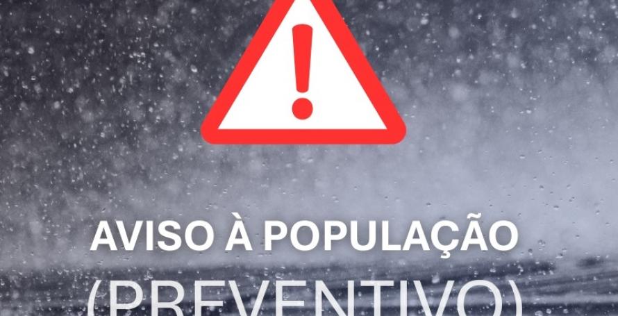 Aviso laranja para a chuva forte motiva avisos da Proteção Civil à população