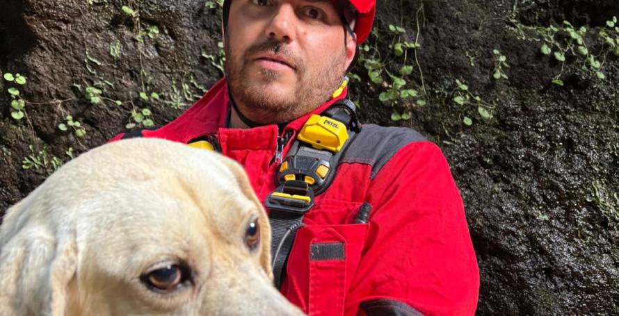 Bombeiros resgatam cão que estava 50 metros abaixo da Levada do Norte