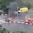 Carro em chamas numa rotunda na Ponta do Sol (Com vídeo)