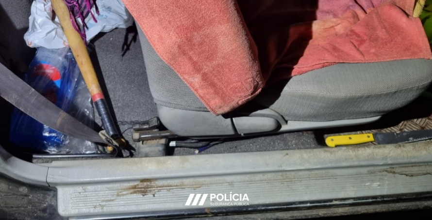 Tinha machado, taco de basebol e faca dentro de carro
