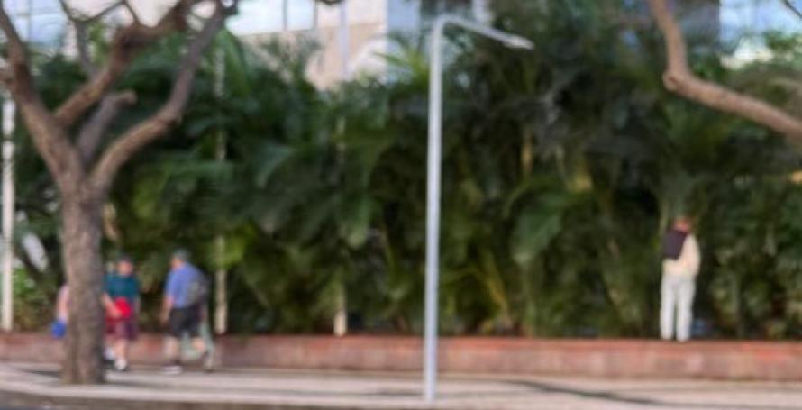 Turista visto a urinar durante o dia em frente a hotel