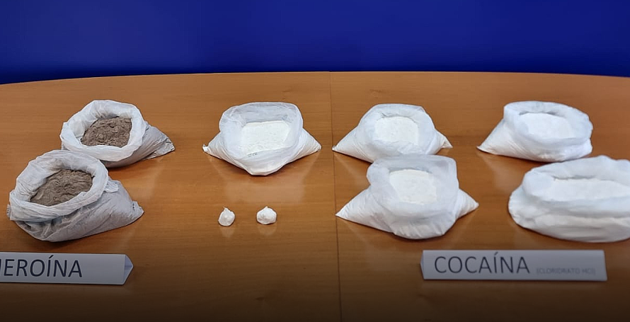 Homem detido com mais de cinco quilos de cocaína e dois quilos de heroína