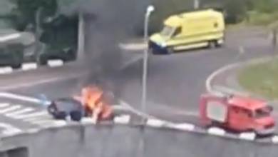Carro em chamas numa rotunda na Ponta do Sol (Com vídeo)